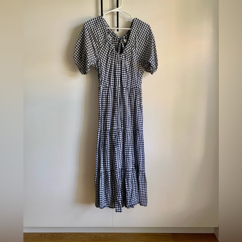 MNG by Mango Gingham Back Tie Dress - Size 2 - Picture 2 of 8